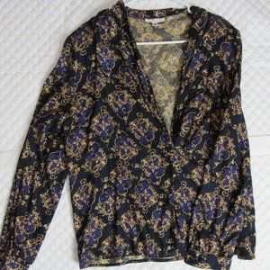 Patterned Talbots Button Up Blouse